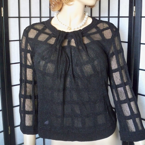 SOCA ST. JOHN Sz M Black/Silver Sparkle Sweater - Picture 4 of 5